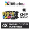 PACK 4 Brother LC-121/123 compatible (ELIJA COLORES)
