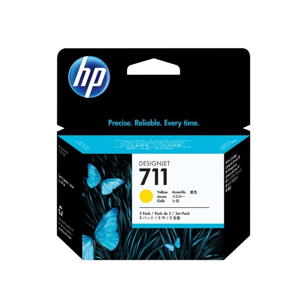 HP 711 AMARILLO PACK 3 CARTUCHOS ORIGINALES