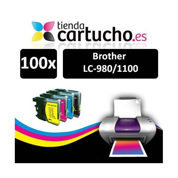 PACK 100 (ELIJA COLORES) CARTUCHOS COMPATIBLES BROTHER LC-980 LC-1100