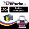 PACK 100 (ELIJA COLORES) CARTUCHOS COMPATIBLES BROTHER LC-980 LC-1100