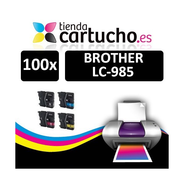 PACK 100 (ELIJA COLORES) CARTUCHOS COMPATIBLES BROTHER LC-985