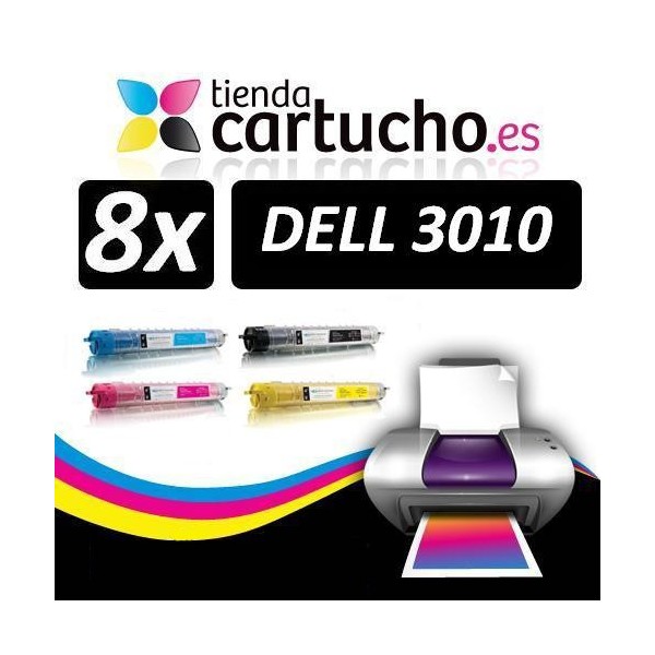 PACK 8 (ELIJA COLORES) CARTUCHOS COMPATIBLES DELL 3010