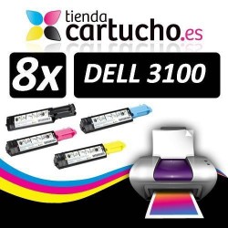 PACK 8 (ELIJA COLORES) CARTUCHOS COMPATIBLES DELL 3100