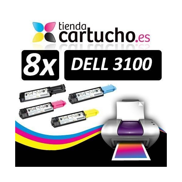 PACK 8 (ELIJA COLORES) CARTUCHOS COMPATIBLES DELL 3100