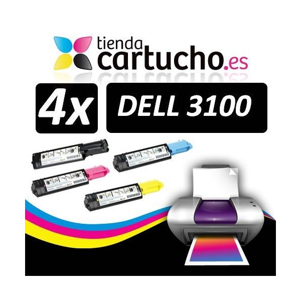 PACK 4 (ELIJA COLORES) CARTUCHOS COMPATIBLES DELL 3100