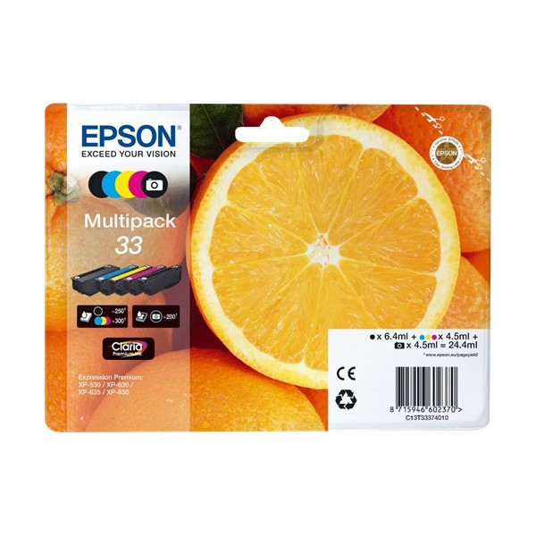 Epson 33 pack colores, cartuchos de tinta original