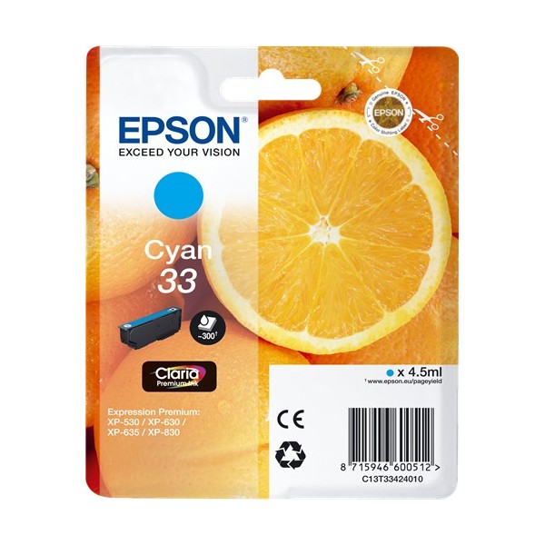 Epson 33 Cyan, Cartucho de tinta original 