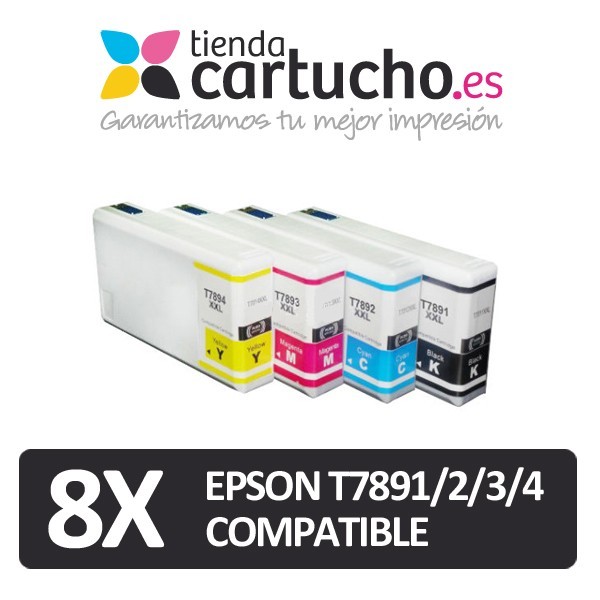 PACK 8 (ELIJA COLORES) CARTUCHOS COMPATIBLES EPSON T7891/2/3/4 