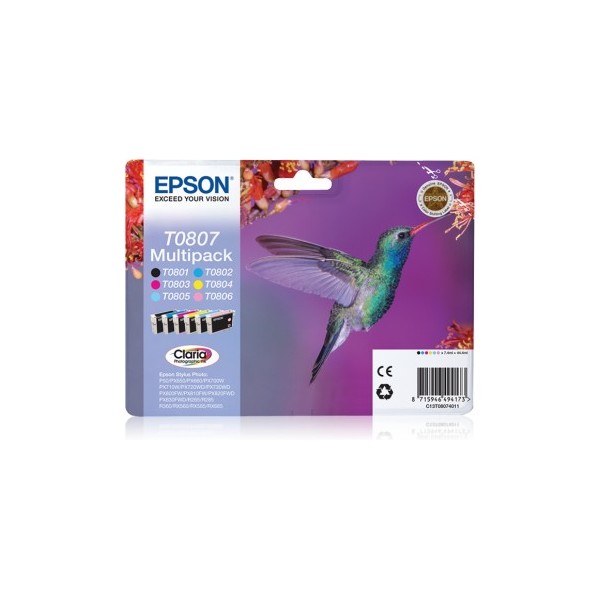 EPSON ORIGINAL T0807 Pack Negro + Colores