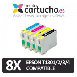 PACK 8 (ELIJA COLORES) CARTUCHOS COMPATIBLES EPSON T1301/2/3/4