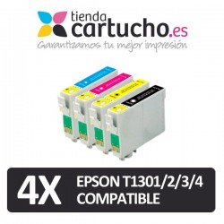 PACK 4 (ELIJA COLORES) CARTUCHOS COMPATIBLES EPSON T1301/2/3/4