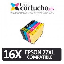 PACK 16 CARTUCHOS EPSON 27XL COMPATIBLE