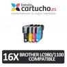 PACK 16 (ELIJA COLORES) CARTUCHOS COMPATIBLES BROTHER LC-980 LC-1100