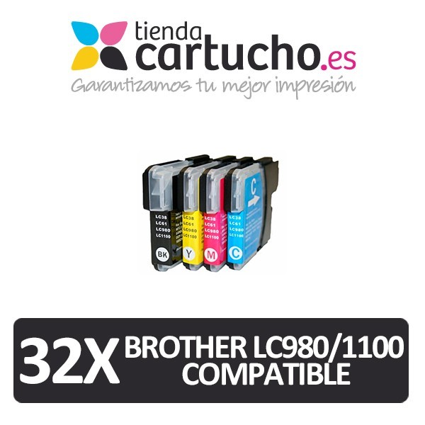 PACK 32 (ELIJA COLORES) CARTUCHOS COMPATIBLES BROTHER LC-980 LC-1100