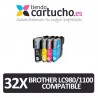 PACK 32 (ELIJA COLORES) CARTUCHOS COMPATIBLES BROTHER LC-980 LC-1100
