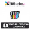 PACK 4 (ELIJA COLORES) CARTUCHOS COMPATIBLES BROTHER LC-980 LC-1100