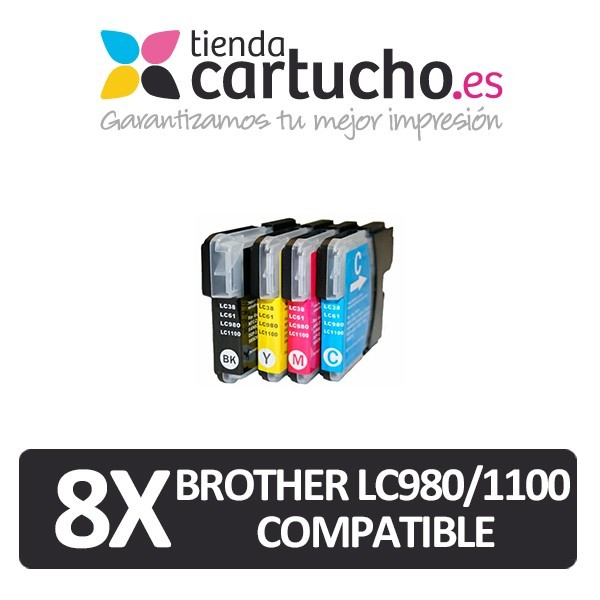 PACK 8 (ELIJA COLORES) CARTUCHOS COMPATIBLES BROTHER LC-980 LC-1100