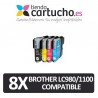 PACK 8 (ELIJA COLORES) CARTUCHOS COMPATIBLES BROTHER LC-980 LC-1100