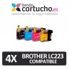 PACK 4 Brother LC-223 compatible (ELIJA COLORES) NUEVO CHIP