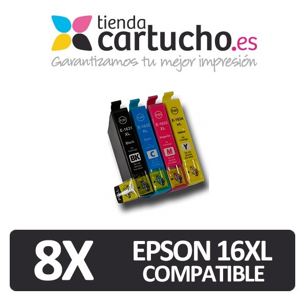 PACK 8 (ELIJA COLORES) CARTUCHOS COMPATIBLES EPSON 16XL