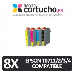 PACK 8 (ELIJA COLORES) CARTUCHOS COMPATIBLES EPSON T0711/2/3/4
