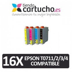 PACK 16 (ELIJA COLORES) CARTUCHOS COMPATIBLES EPSON T0711/2/3/4