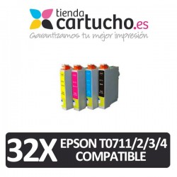 PACK 32 (ELIJA COLORES) CARTUCHOS COMPATIBLES EPSON T0711/2/3/4