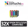 PACK 32 (ELIJA COLORES) CARTUCHOS COMPATIBLES EPSON T0711/2/3/4