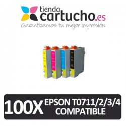 PACK100 (ELIJA COLORES) CARTUCHOS COMPATIBLES EPSON T0711/2/3/4