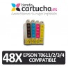 PACK 48 (ELIJA COLORES) CARTUCHOS COMPATIBLES EPSON T0611/2/3/4