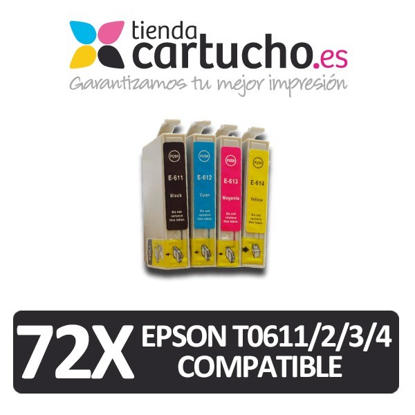 PACK 72 (ELIJA COLORES) CARTUCHOS COMPATIBLES EPSON T0611/2/3/4