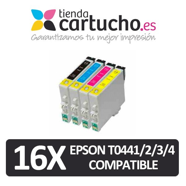 PACK 16 (ELIJA COLORES) CARTUCHOS COMPATIBLES EPSON T0441/2/3/4 