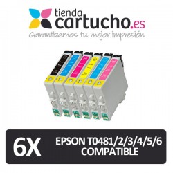 PACK 6 (ELIJA COLORES) CARTUCHOS COMPATIBLES EPSON T0481/2/3/4/5/6 