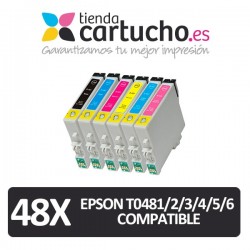 PACK 48 (ELIJA COLORES) CARTUCHOS COMPATIBLES EPSON T0481/2/3/4/5/6