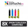 PACK 8 (ELIJA COLORES) CARTUCHOS COMPATIBLES EPSON T1291/2/3/4