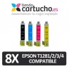 PACK 8 (ELIJA COLORES) CARTUCHOS COMPATIBLES EPSON T1281/2/3/4