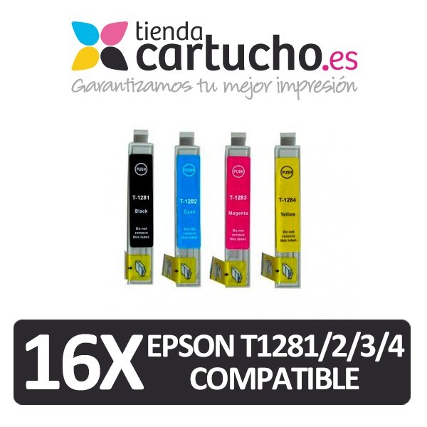 PACK 16 (ELIJA COLORES) CARTUCHOS COMPATIBLES EPSON T1281/2/3/4