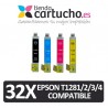 PACK 32 (ELIJA COLORES) CARTUCHOS COMPATIBLES EPSON T1281/2/3/4