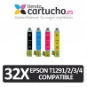 PACK 32 (ELIJA COLORES) CARTUCHOS COMPATIBLES EPSON T1291/2/3/4