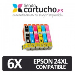 PACK 6 (ELIJA COLORES) CARTUCHOS COMPATIBLES EPSON 24XL