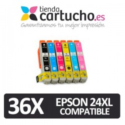 PACK 36 (ELIJA COLORES) CARTUCHOS COMPATIBLES EPSON 24XL