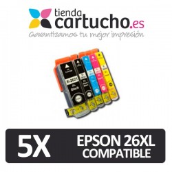 PACK 5 (ELIJA COLORES) CARTUCHOS COMPATIBLES EPSON 26XL