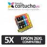 PACK 5 (ELIJA COLORES) CARTUCHOS COMPATIBLES EPSON 26XL