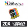 PACK 20 (ELIJA COLORES) CARTUCHOS COMPATIBLES EPSON 26XL