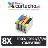 PACK 8 (ELIJA COLORES) CARTUCHOS COMPATIBLES EPSON T0551/2/3/4 