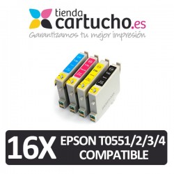 PACK 16 (ELIJA COLORES) CARTUCHOS COMPATIBLES EPSON T0551/2/3/4 