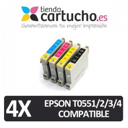 PACK 4 (ELIJA COLORES) CARTUCHOS COMPATIBLES EPSON T0551/2/3/4 