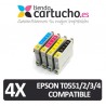 PACK 4 (ELIJA COLORES) CARTUCHOS COMPATIBLES EPSON T0551/2/3/4 