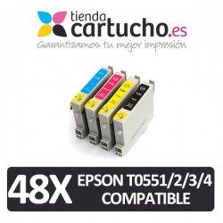 PACK 48 (ELIJA COLORES) CARTUCHOS COMPATIBLES EPSON T0551/2/3/4 