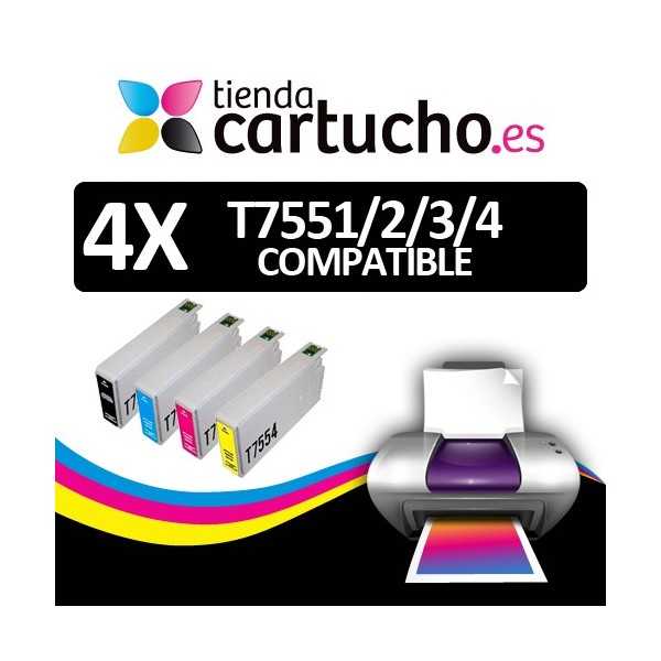 PACK 4 (ELIJA COLORES) CARTUCHOS COMPATIBLES EPSON T7551/2/3/4